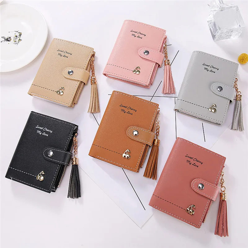 

Women Tassel Zipper Short Wallet Coin Purse Card Holders Handbag Women's wallet clutch portfel cuzdan billetera carteira 40MA17