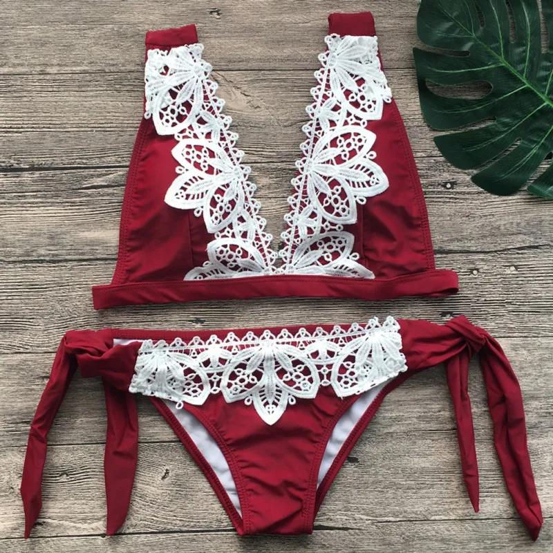 Female Bikini Lace Solid Swimsuit Push Up Bikini Set Swimsuits Biquini Bodysuits Bather Suit Swimwear Women's Swimming Suit Female Bikini Lace Solid Swimsuit Push Up Bikini Set Swimsuits Biquini Bodysuits Bather Suit Swimwear Women's Swimming Suit