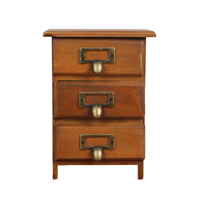 New 3 Layers Retro Storage Shelf Small Wooden Cabinet Drawers New 3 Layers Retro Storage Shelf Small Wooden Cabinet Drawers Case Solid Antique Box With Zinc Handles In Holders Racks