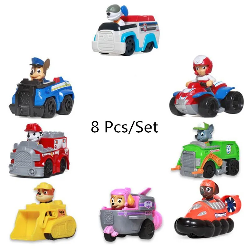 

8 Pcs/Set Paw Patrol Dog Puppy Anime Patrol Car Toy Action Figure Model Patrulla Canina Children Toys Birthday Gifts