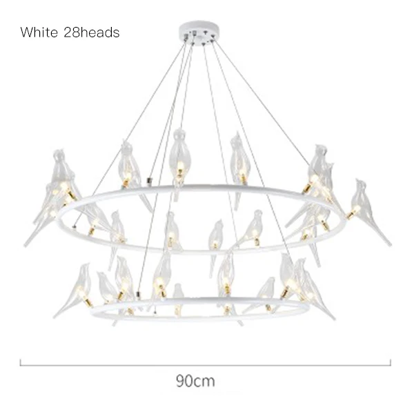 IKVVT подвесной светильник Скандинавская креативная стеклянная птица подвесные светильники Современная гостиная спальня ресторан кулон Любителя кофе лампа - Цвет корпуса: 28 Heads White