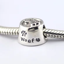 Подходит для Pandora шармы браслеты миска для собаки бусины с прозрачным CZ стерлингового серебра 925 ювелирные изделия