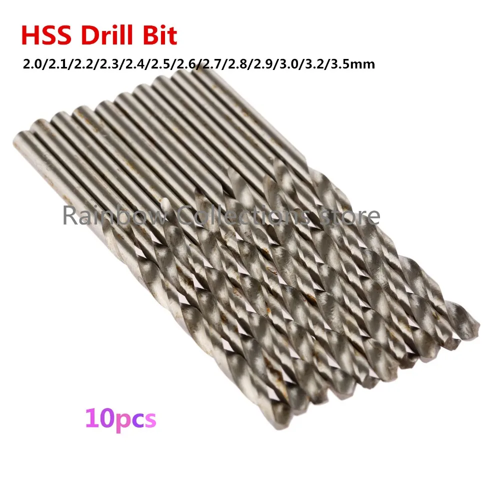 10Pcs 2.0-3.5mm Twist Drill Bits HSS Drill Bit Micro Straight Shank Wood Drilling Electric Woodworking Tools for Wood Aluminum