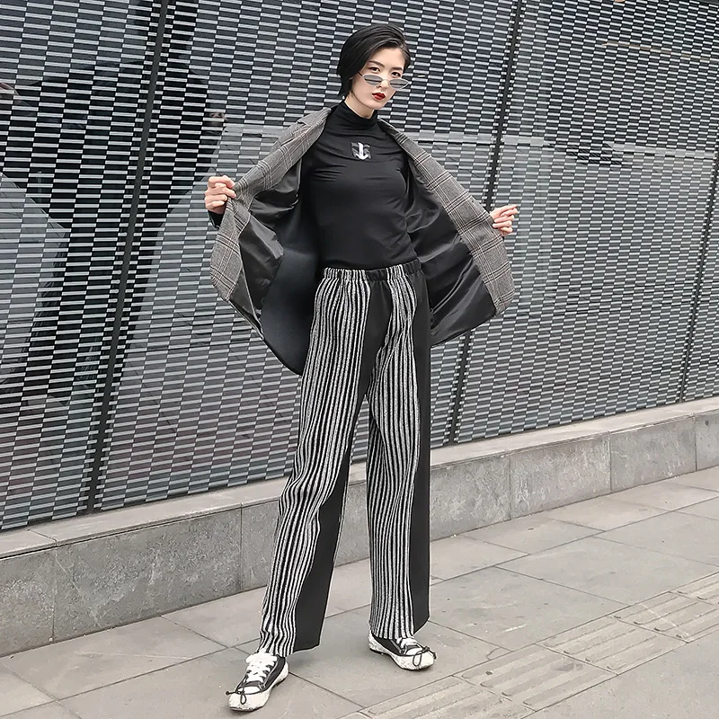 Black Y Elástico Casual Invierno Suelta Ancha Pantalones 2018 El La De Otoño Moda Largo Cintura Largos Femenina Nuevo Superaen Pierna CwXTHH