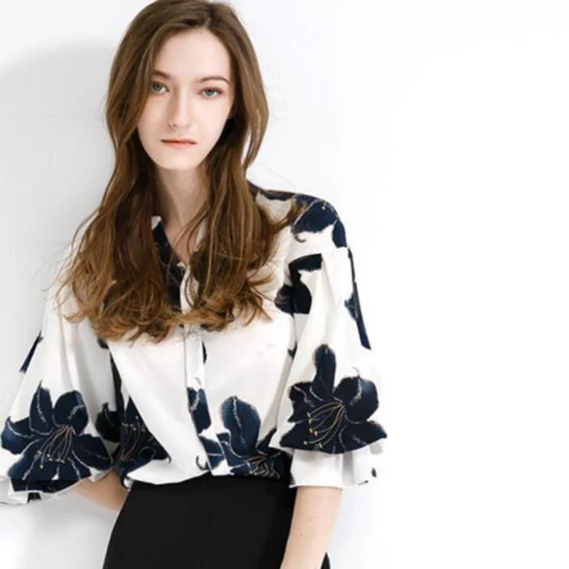 Print Chiffon Blouse Ladies Tops And Blouses 2019 Fashion Girl Clothing Plus Size Streetwear Cotton Loose Harajuku Summer