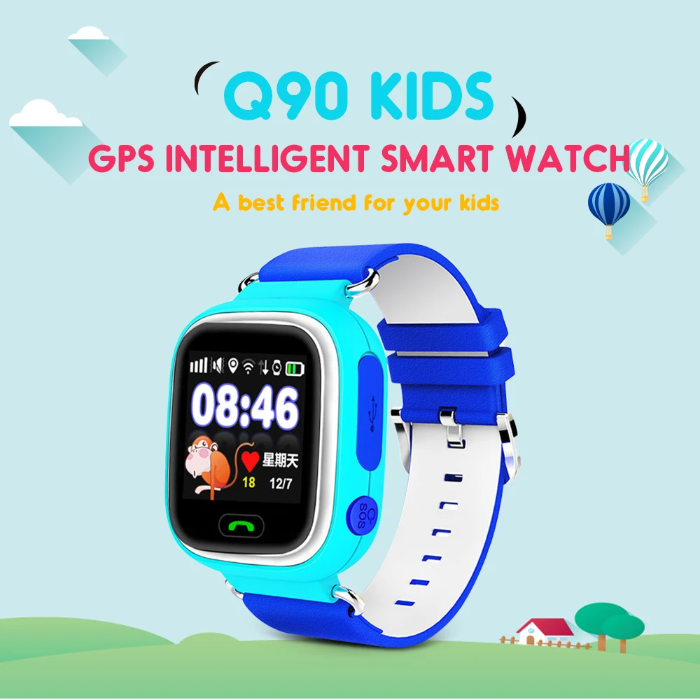 Q90 GPS Kinder Smartwatch SOS Anruf Location WiFi Smart Baby Uhr Touch Screen Remote Monitor Anti-V