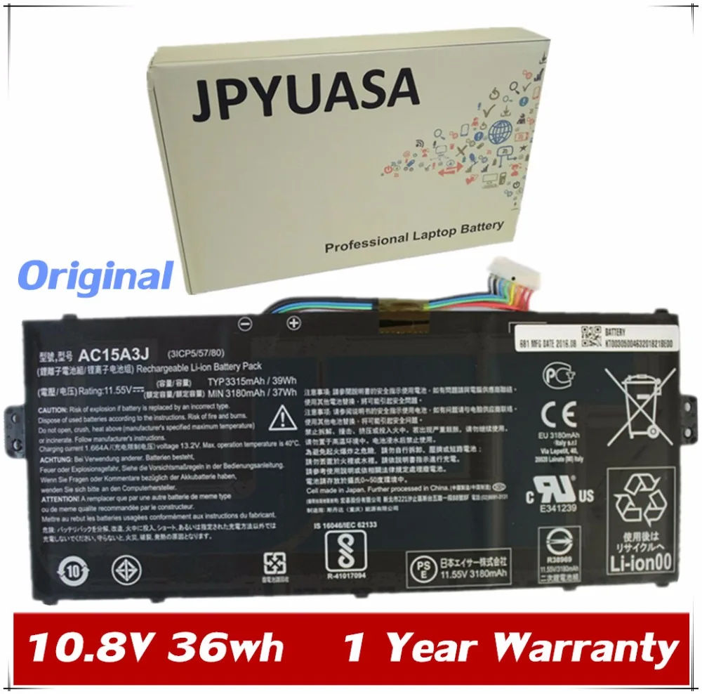 JPYUASA 10.8V 36wh 3490mAh Original Battery AC15A3J AC15A8J KT.00303.017 For ACER Chromebook 11 C735 CB3-131 C738T CB5-132T
