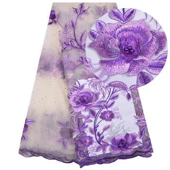 

Bridal Lace Fabric High Quality African Handmade Beades Lace Fabric Embdroidery 3D French Lace Fabric For Lace 5 Yards 1279B