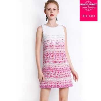 

2018 fashion brand Summer women casual Gradient pink Tencel dress female color pink blue knit dress wj2451 wholesale