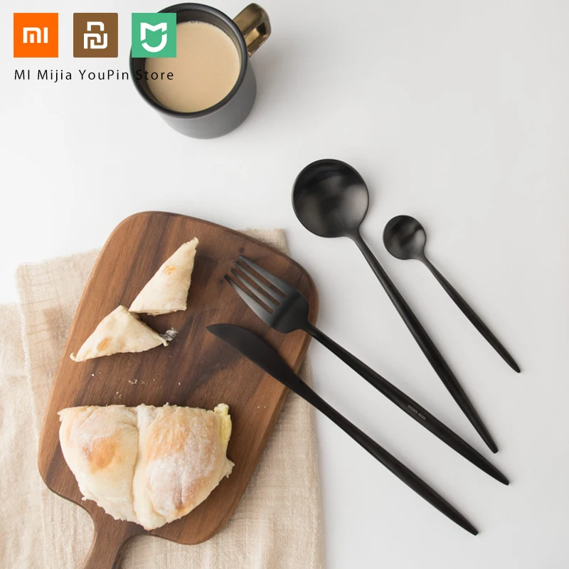 

4PCS Set Xiaomi Mi Home Polished Cutlery Stainless Steel Flatware Black/Golden/Silver