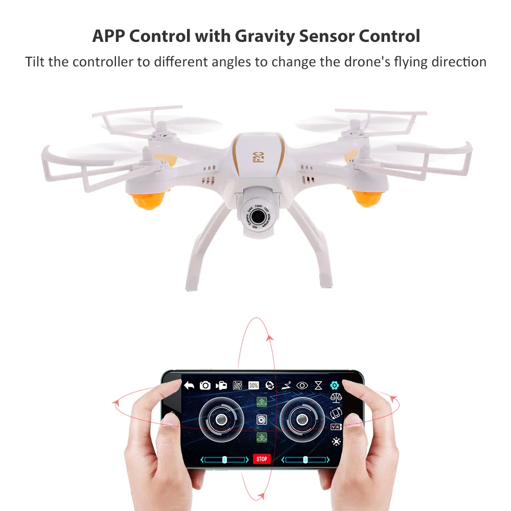

F20W 2.0MP Wide-angle Camera Drone Selfie RC Quadcopter Wifi FPV Drone Altitude Hold One Key Return G-sensor RC Dron RTF