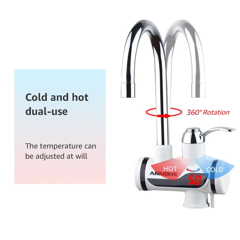 Best ANIMORE Electric Tankless Water Heater Instant Hot Water Faucet Heater Cold Heating Faucet Electric Instantaneous Water Heater