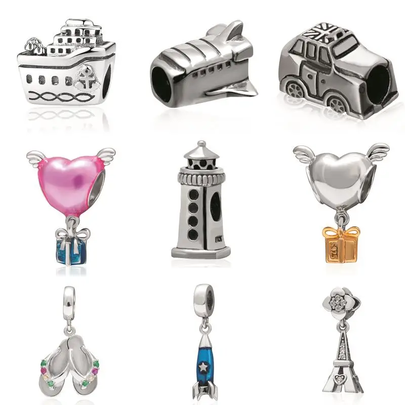 

925 Sterling Silver Bead Cruise Taxi Lighthouse Travel Pendant Tower Charms Fit Original Pandora Bracelets Diy Jewelry Making