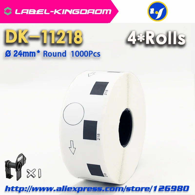 

4 Refill Rolls Compatible DK-11218 Label Diameter 24mm Round 1000Pcs Compatible for Brother Label Printer QL-700/710/720 DK-1218