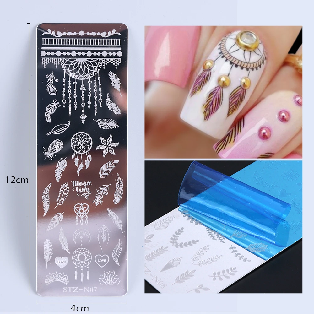 Маникюрный дизайн ногтей штамп пластины инструменты Комплект гель стемпинг ногтей Покрытие набор скребок штамп цветок геометрический дизайн ногтей стартер SA797