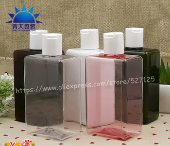 

300ml pretty colors square PET bottle with white PP disc lid,essential oil/liquid/moisturizer/facial water container