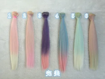 Günstige 1 Stücke 25cm * 100cm 23 Farbe Gerade Schrittweise ändern Schöne Mädchen Perücke Puppe Perücke Salon Material Haar Perücke Für BJD SD Puppe Zubehör