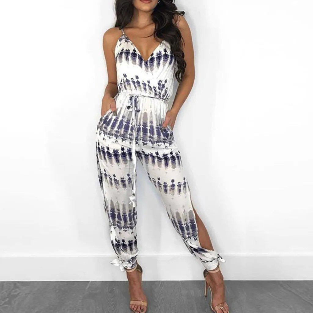 

Ladies Jumpsuit Summer 2019 Summer Women Short Sleeve Playsuit Clubwear Straight Leg Jumpsuit With Belt L321