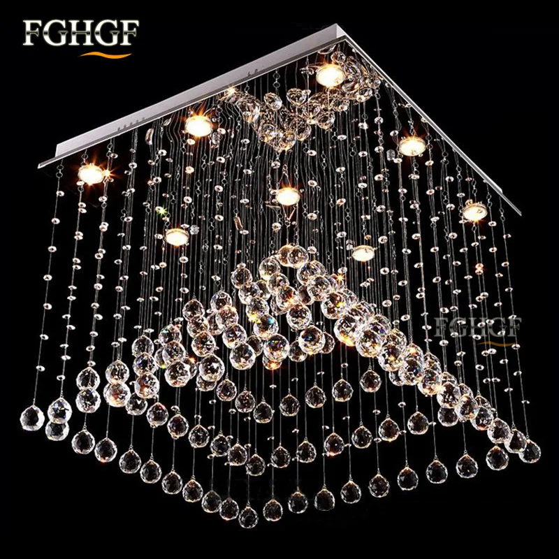 Luxury Square Crystal Chandelier Light Lustres de Cristal Lamp Modern Lighting Long Stair Lamp for Flush Mounted lampada led (4)