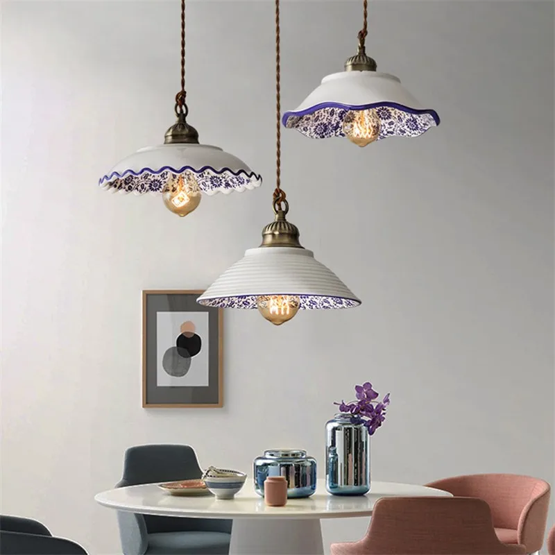 Nordic Loft Vintage luz colgante lámparas de cerámica comedor lámpara colgante antiguo hogar Deco Edison iluminación Lampara