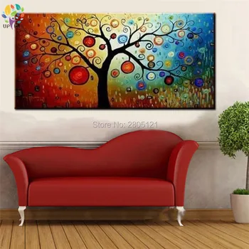 

hand painted cheap modern abstract oil painting thick textured tree landscape colorful fantasy modern wall canvas art home decor
