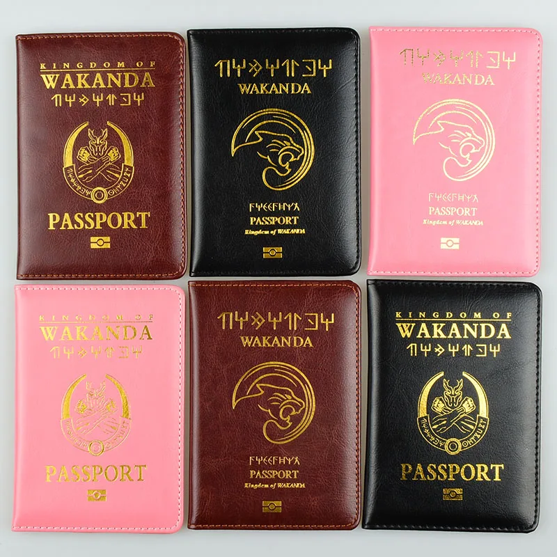 

DIKEDAKU Fashion Couple Wakanda Passport Cover Women Men Panther Soft Pu Leather Passport Holder Travel Covers Protect Passport