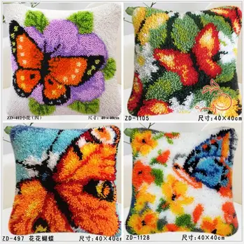

DIY Carpet embroidered snap hook cushion / heels / wool / crochet hook embroidery cross stitch / pillow flowers plants series