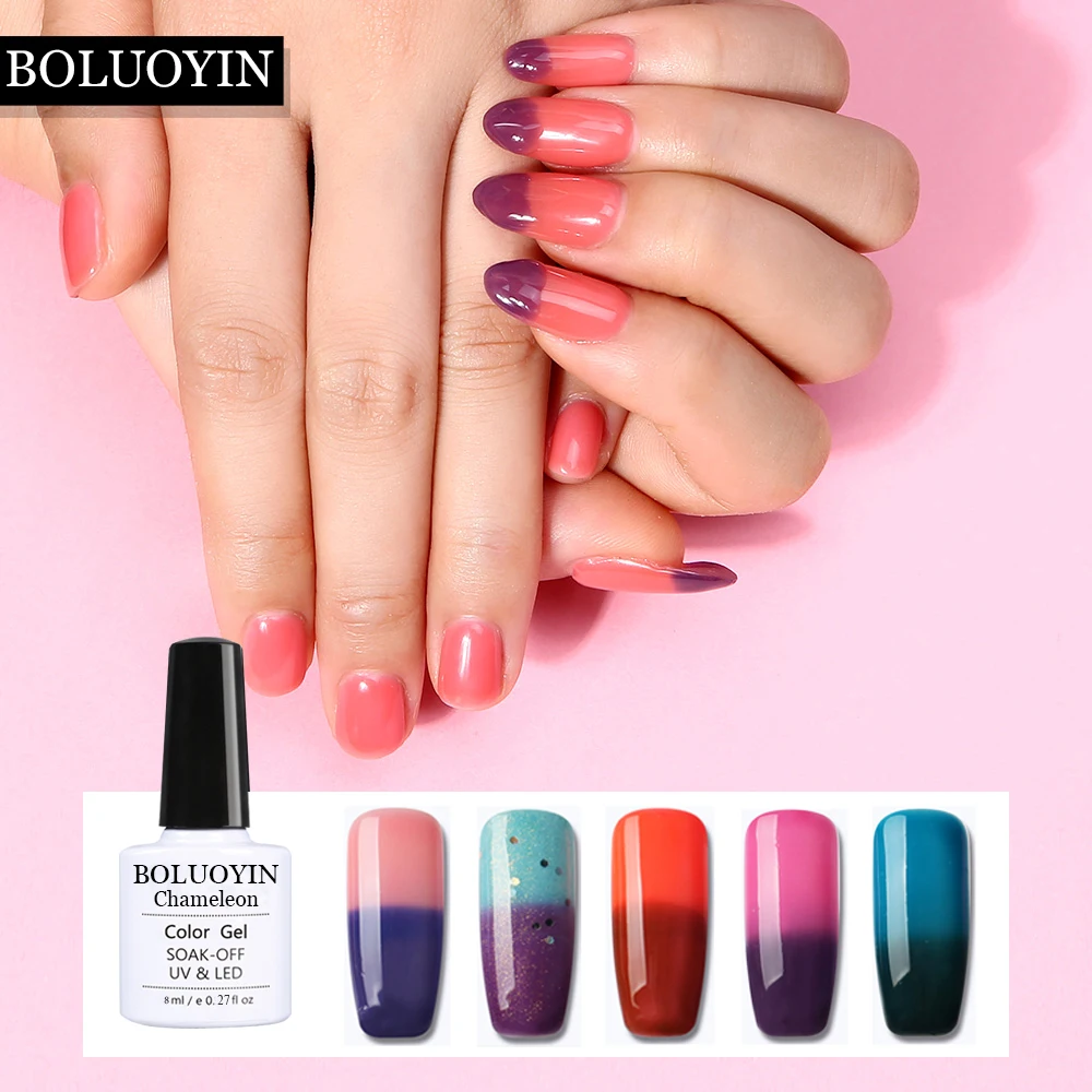 

Colorful Nail Gel Polish Primer Temperature Changing Color UV Gel Nail Polish Soak Off Long Lasting Thermo Nail Gel Varnish