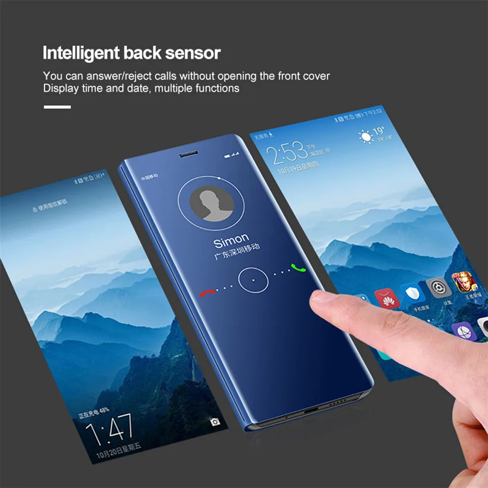 Mirror Flip Case For Xioami Redmi Note 7 5 6 pro 10