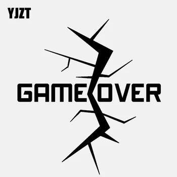 

YJZT 11.5CM*12.4CM Video Game Over Crack Gamer Decal Vinyl Black/Silver Car Sticker C22-0375