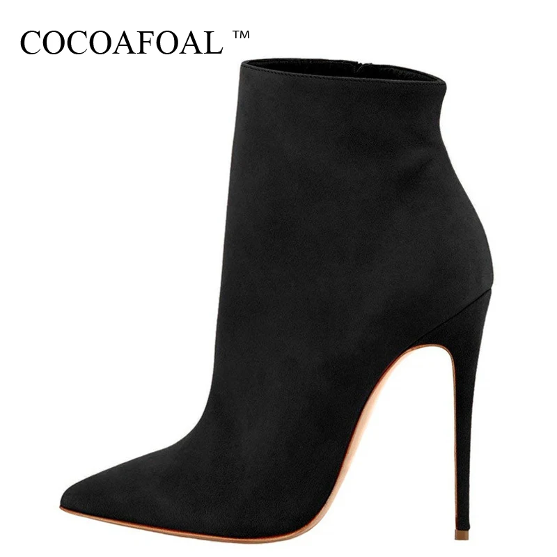 

COCOAFOAL Autumn Winter Women's High Heels Ankle Boots Chelsea Boots Fashion Sexy Woman Shoes Pointed Toe Martin Boots Black