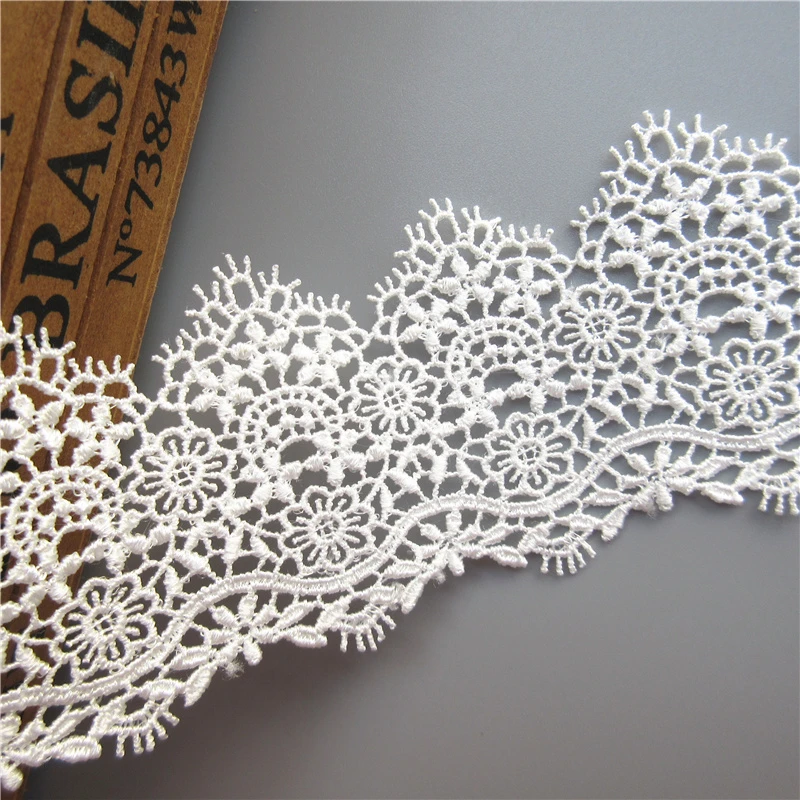 1 Yard White Embroidered Lace Edge Trim Ribbon Applique Diy Sewing