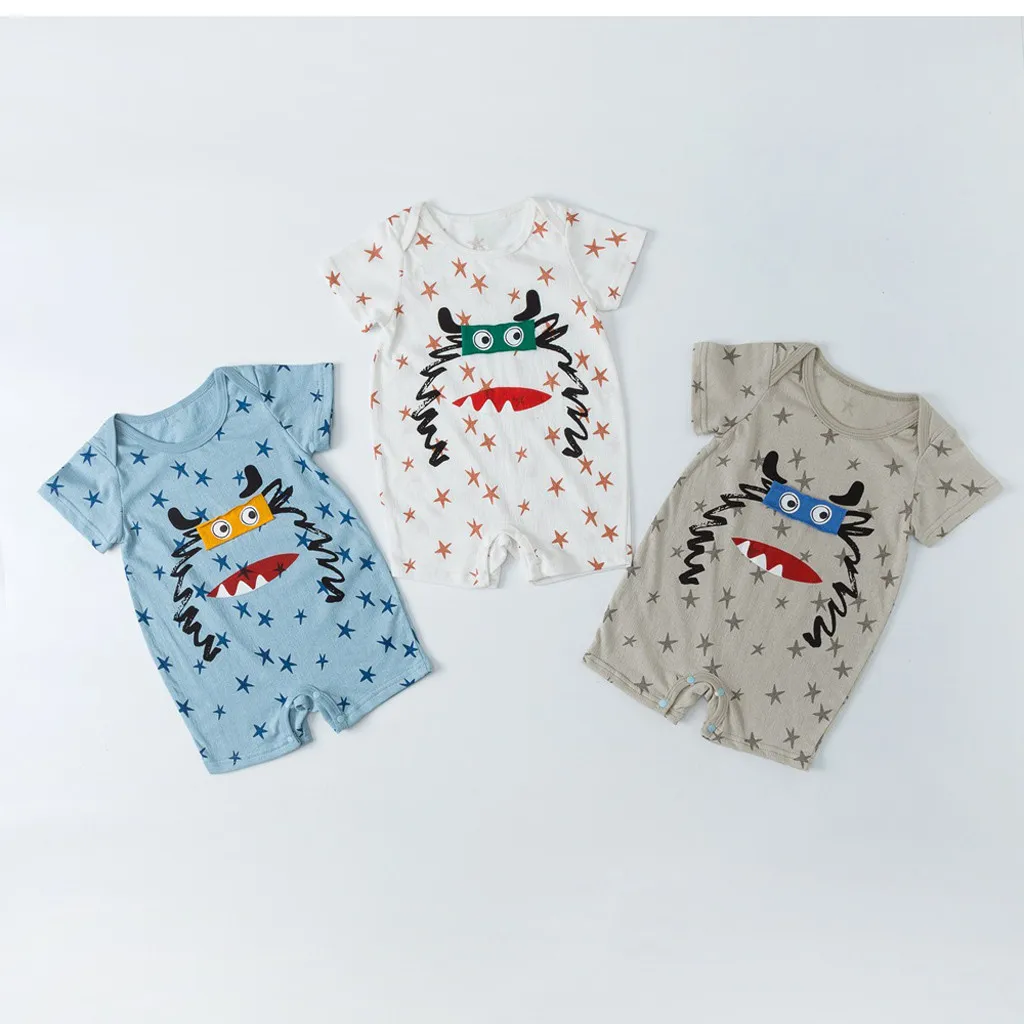 

2019 Knitted Cartoon Short-sleeved Jumpsuit Outfits Baby Onesies Summer Cotton Romper Boys Girls 0-24 Months Kids Clothes Lovely