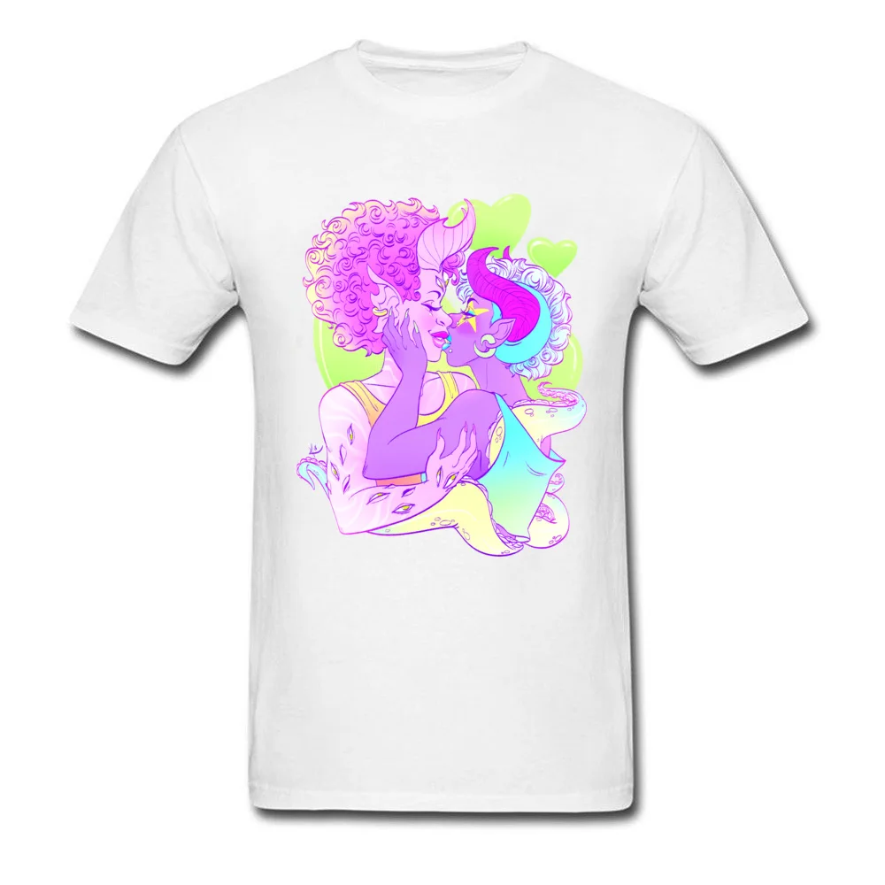 Demon Kiss 1 100% Cotton Student Short Sleeve Tops T Shirt Cool Autumn Tshirts Normal Tops & Tees Dominant Round Neck Demon Kiss 1 white