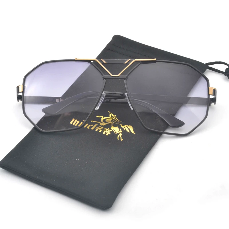 Mincl/ Мужские квадратные солнцезащитные очки для женщин Черная золотая металлическая оправа солнцезащитные очки для мужчин коричневые uv400 с коробкой FML