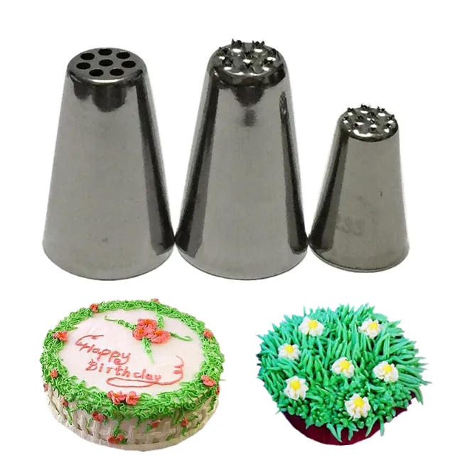 3 pcs Cake Cream Grass Hair Fur Icing Piping Nozzle Cupcake Decorating Tip Tool Sugarcraft Cake