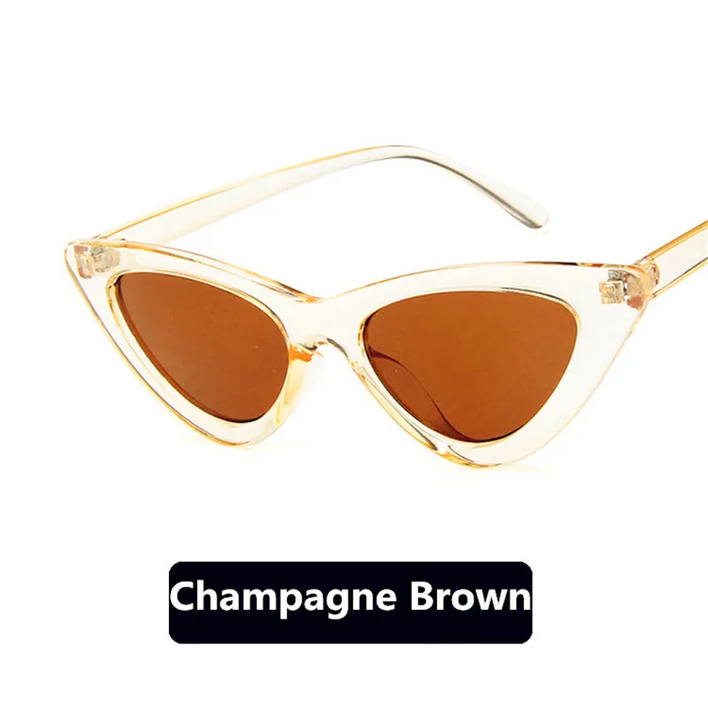 CURTAIN Hot Fashion Cute Sexy Ladies Cat Eye Sunglasses Women Vintage Brand Small Sun Glasses Female Oculos de sol UV400 - Цвет линз: champagne brown