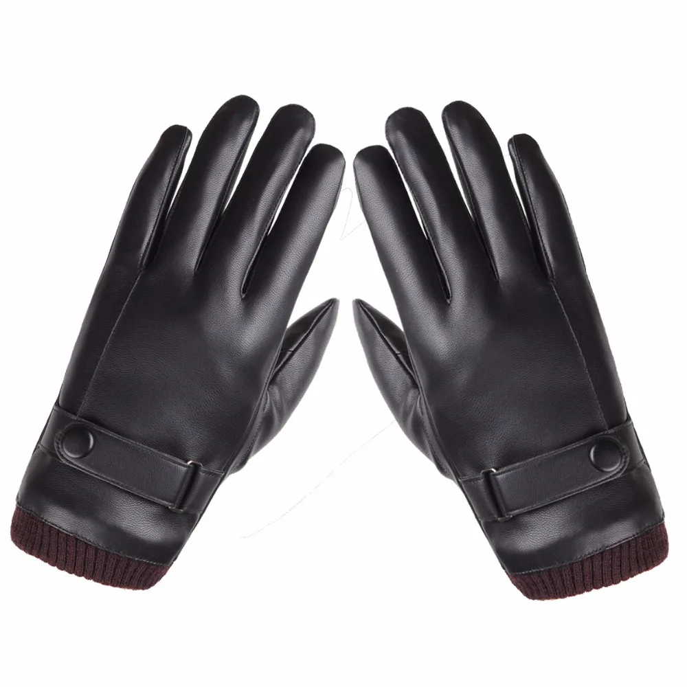 Luxury Men's Texting Touchscreen Italian Nappa Winter Warm PU Leather Daily Dress Driving Wool Gloves | Аксессуары для одежды