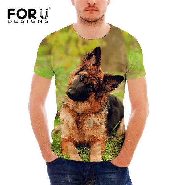 FORUDESIGNS/крутая немецкая овчарка, 3D печать, мужская летняя футболка, дышащие топы с коротким рукавом, футболки, новинка, мужская одежда - Цвет: H9259CF