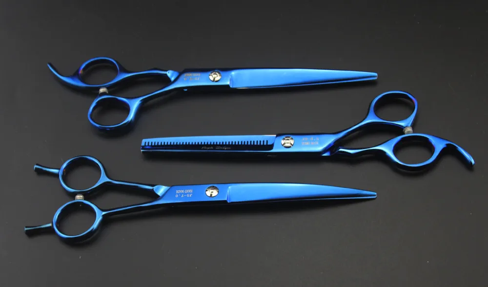 Purple dragon 7.0 inch Professional hair scissors for dog grooming pet scissor  Straight +Curved +Thinning Shears +Comb  (7)