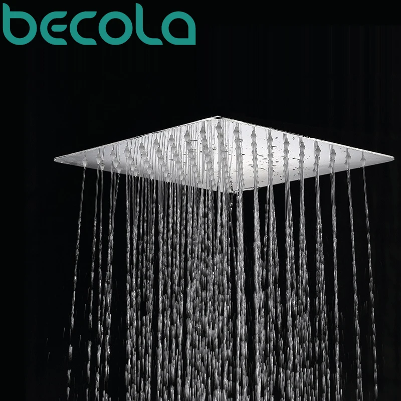 Becola 10 Inch Square Stainless Steel Ultra Thin Shower Heads Stainless Steel Ultra Thin Shower Heads