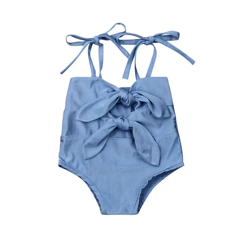 

Infant Kid Baby Girl Swimwear Newborn Swimsuit Toddler One Piece Swimming Suit Children Solid Knot Bathing Suit Beachwear Summer