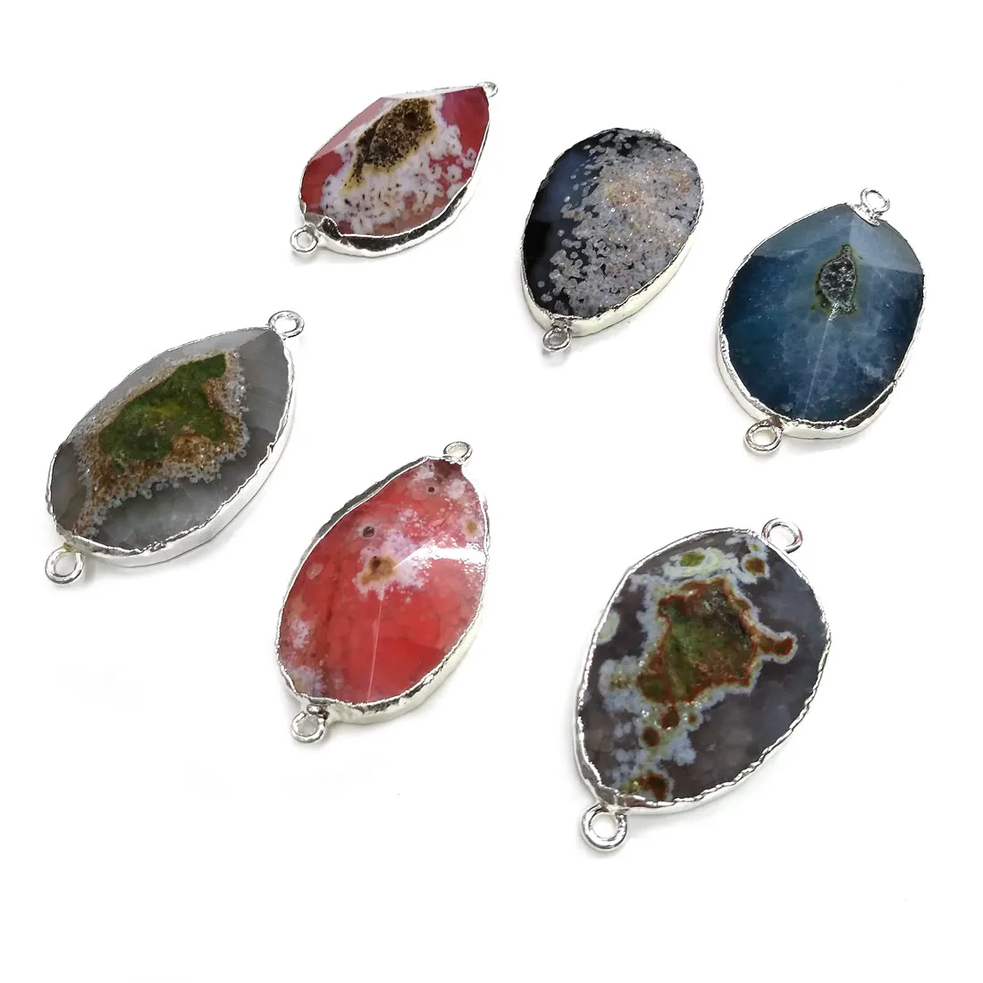

Natural Agates Pendants Charms Connector Pendant for Jewelry Making DIY Accessories Fit Necklaces Size 20x40-25x45mm