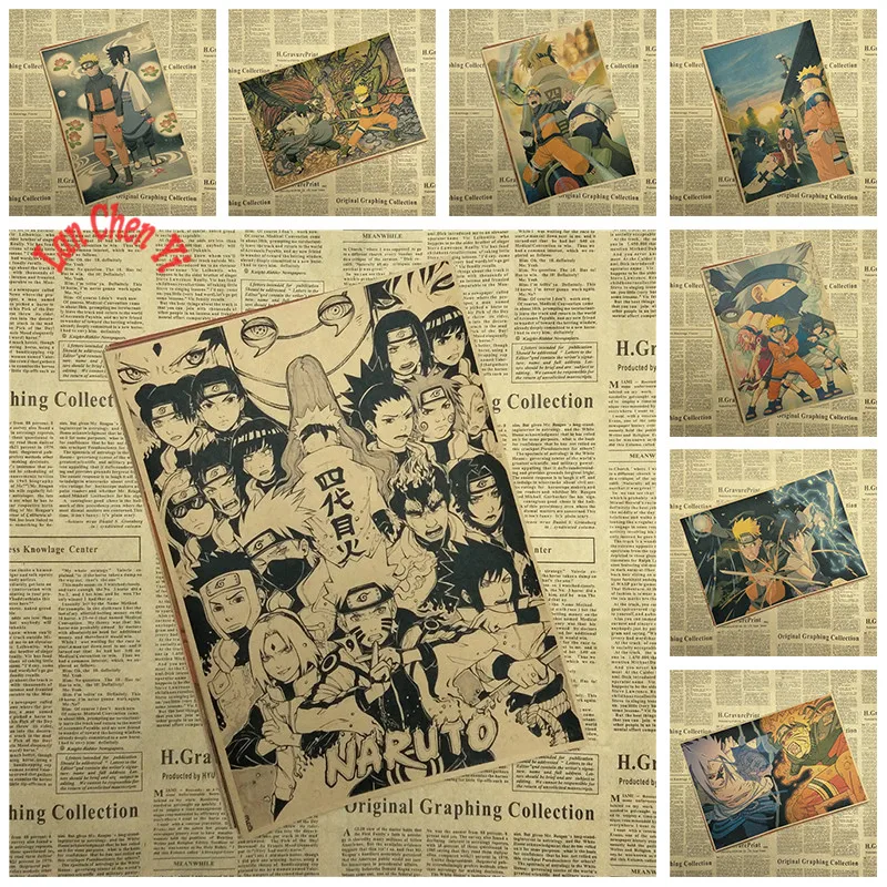 

NARUTO Japanese classic cartoon Movie Kraft Paper Poster Bar Cafe wall sticker Decorative Painting