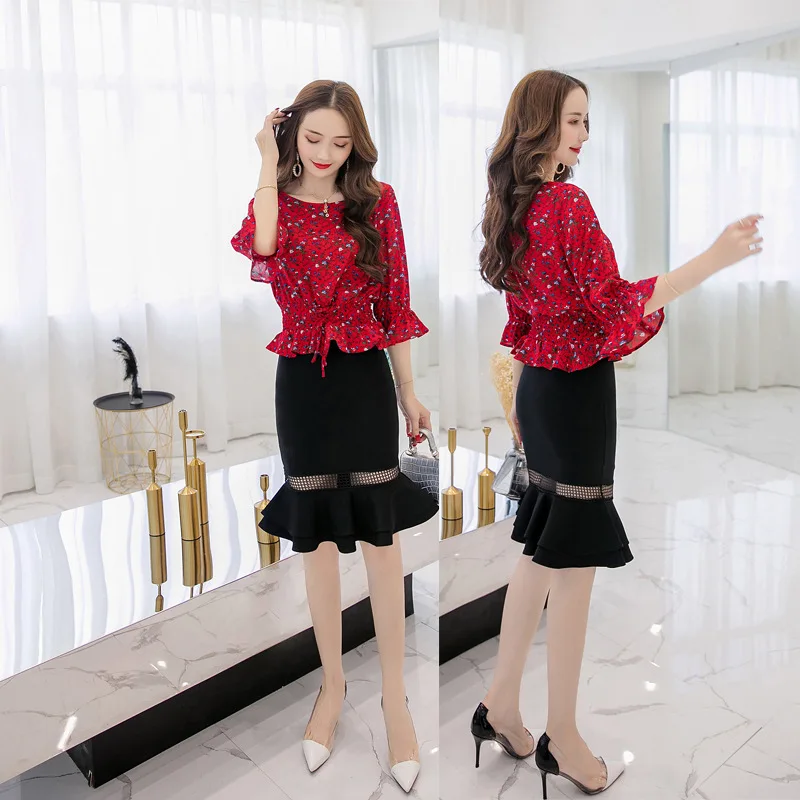 

2019 Spring New Arrival High Waist Lace Stitching Wrap Skirts Women Mermaid Buttock One Step Office Skirts Womens Free Shipping