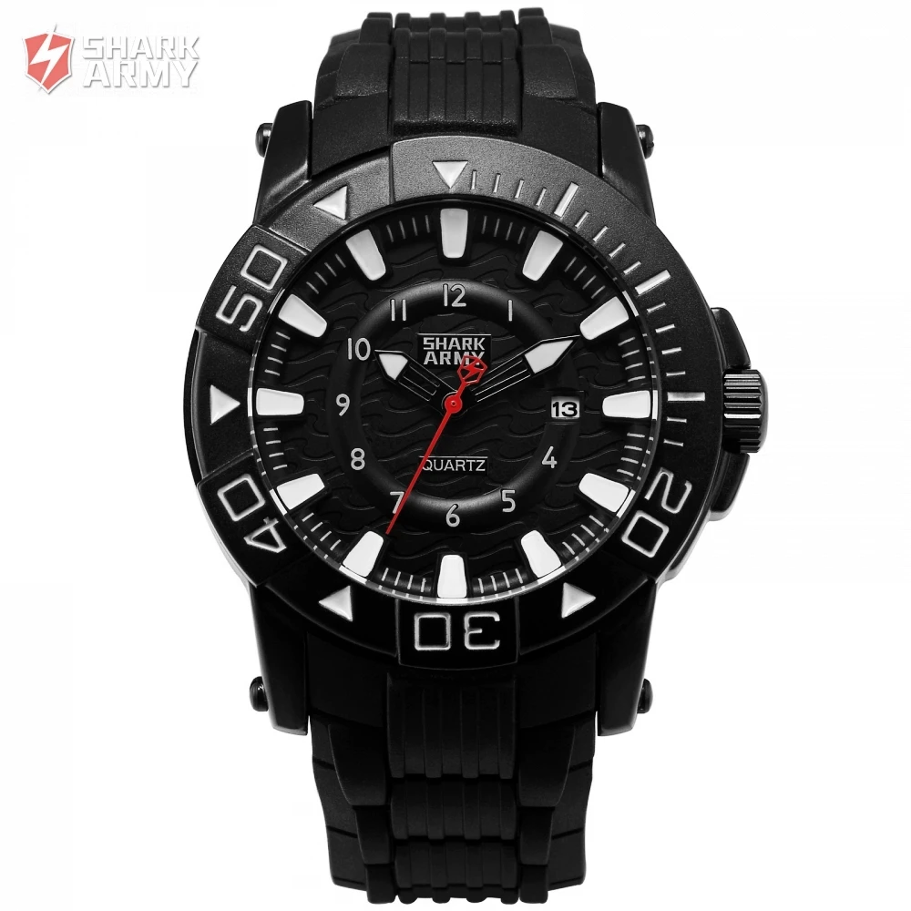 

SHARK ARMY Brand Fashion Quartz Men Watches Date Function Male Clock Mens Rubber Wristwatch Military Relogio Masculino / SAW209