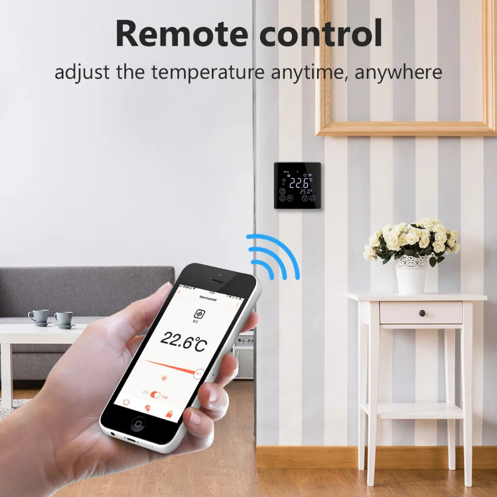 Флуреон Wifi термостат управление через приложение Белый ЖК подсветка