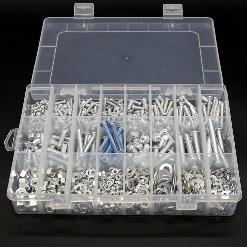 

Newest 24 Grids M3 M4 M5 M6 Bolts Screws Nuts Hex Button Head Gasket Kit Set