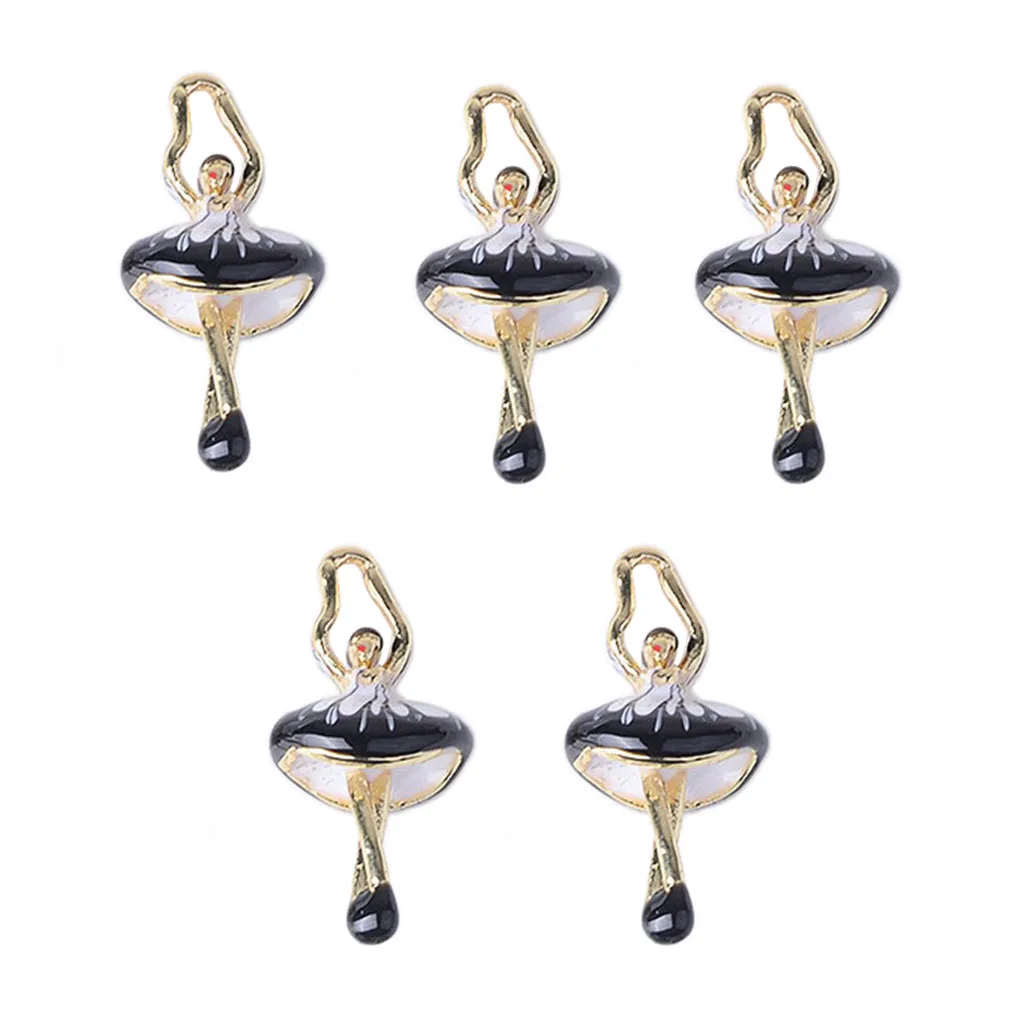 5PCS LOVELY MINI DANCING GIRL ALLOY ENAMEL PENDANTS FOR HANDMADE EARRINGS BRACELETS NECKLACES DIY JEWELRY, 0.39 x 0.83 inch