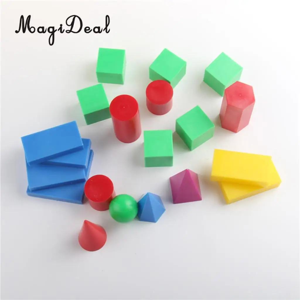 20Pcs/Pack Geometric Solids Mathematics Teaching Aids Children Kids Early Educational Cognitive Toys Gift Kindergarten Supply
